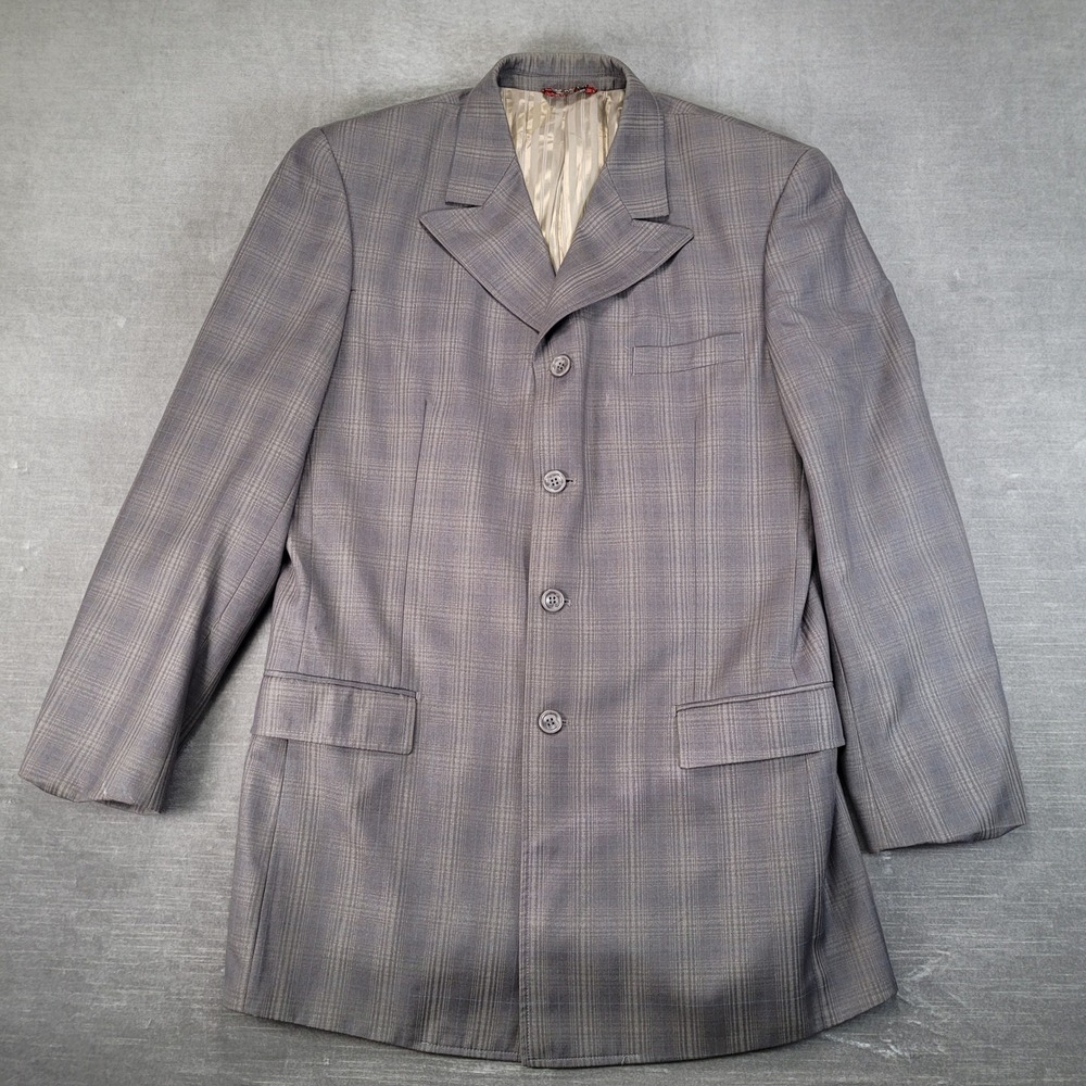 Caravelli Fusion Harvey Mens 38R Sport‎ Coat Blazer Tan Plaid 4 Button